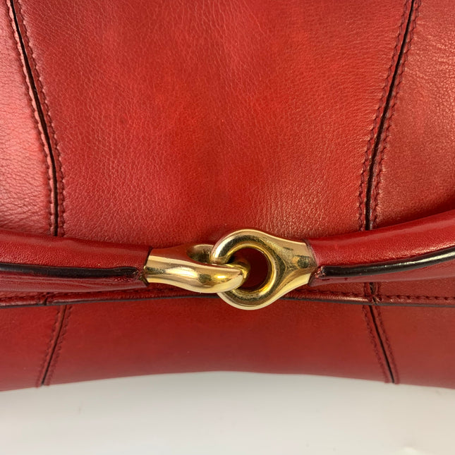 Sold Gucci Horsebit 1955 Chain leather bag in Red with gold studs