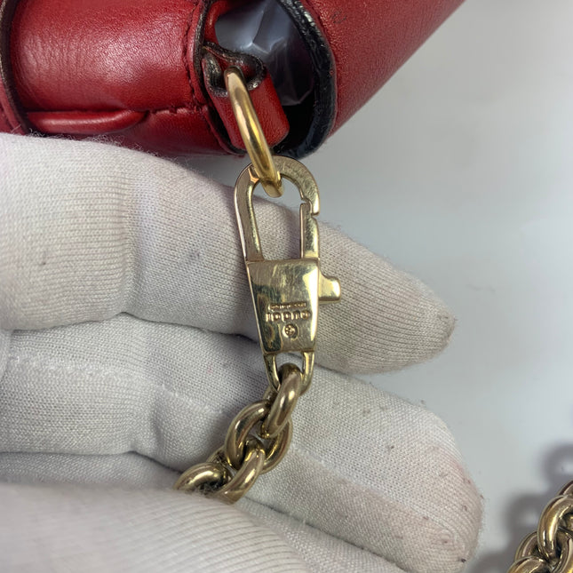 Sold Gucci Horsebit 1955 Chain leather bag in Red with gold studs