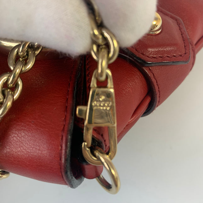 Sold Gucci Horsebit 1955 Chain leather bag in Red with gold studs