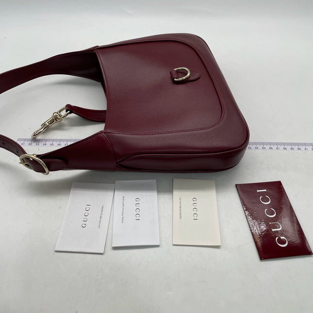 Sold Gucci Jackie 1961 Small Ancora Red Burgundy Leather Shoulder Bag Clasp S24 No Strap