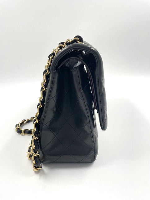 Sold Chanel Classic Flap Jumbo 2012 Black Lambskin Leather Double Flap with Gold Hardware