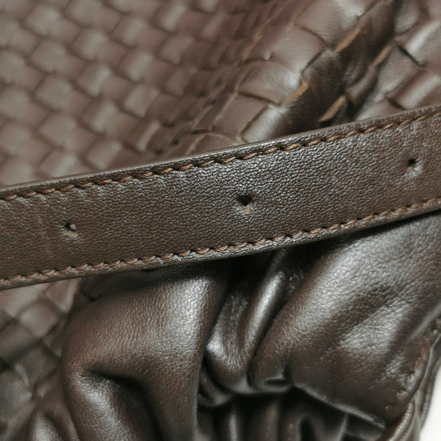 Bottega Veneta Drawstring Dark Chocolate Brown Intrecciato Leather Large Crossbody Bag