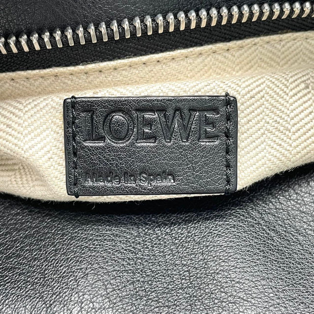 Loewe Puzzle Medium Black Smooth Leather White Logo 2016
