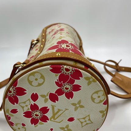 Louis Vuitton x Takashi Murakami Papillon 28 Cherry Blossom White Monogram Handbag