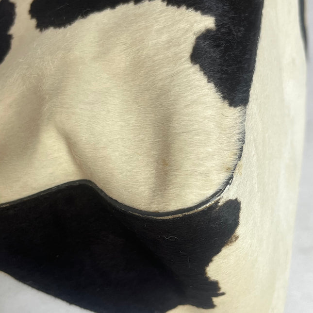 Fendi Mamma Baguette Large Pony hair in Cow Print Black and White