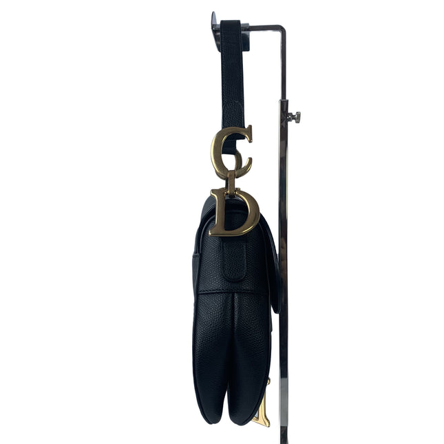 Sold Dior Saddle Black Medium Grained Leather Handbag with Gold Hardware