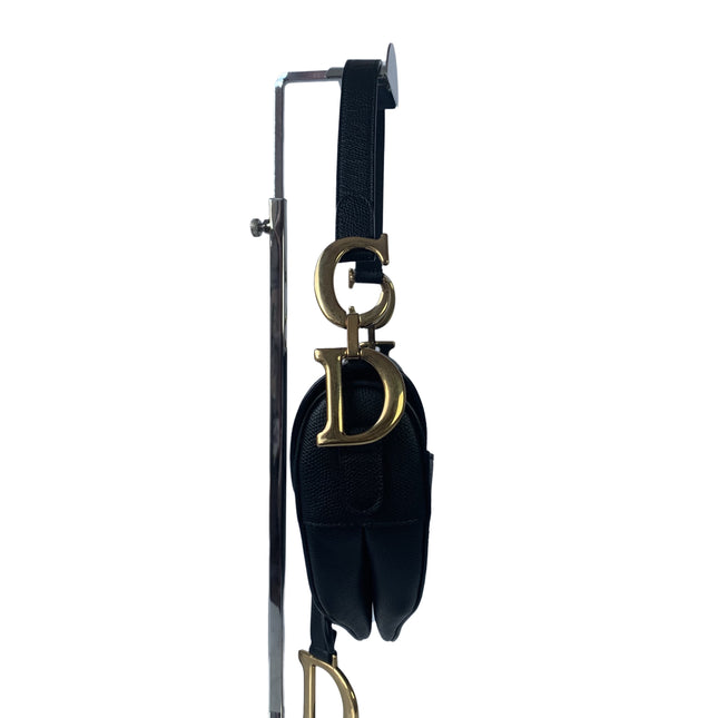 Sold Dior Saddle Black Medium Grained Leather Handbag with Gold Hardware