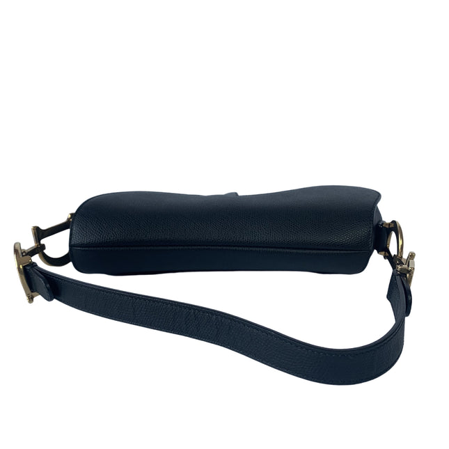 Sold Dior Saddle Black Medium Grained Leather Handbag with Gold Hardware