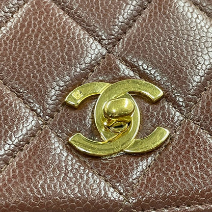 Chanel Vintage Top Handle Kelly Dark Caramel Flap Bag Caviar Leather 24k Gold Plated Hardware, 1996-1997