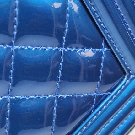 Chanel Le Boy Small Electric Royal Blue Patent Leather Bag