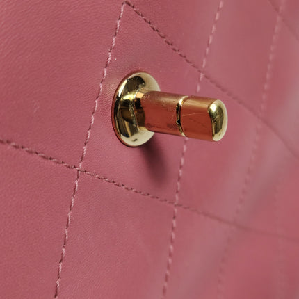 Chanel Kelly Vintage Top Handle Bag Lambskin Leather 24k Gold Hardware