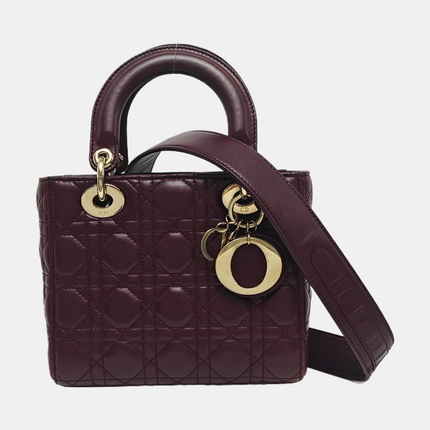 Lady Dior Small My Abcdior Purple Lambskin Cannage Leather Gold Hardware