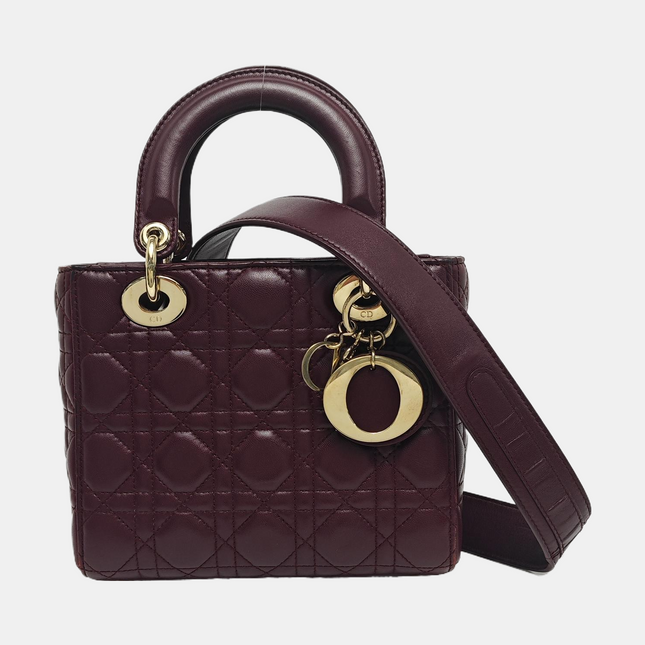 Lady Dior Small My Abcdior Purple Lambskin Cannage Leather Gold Hardware