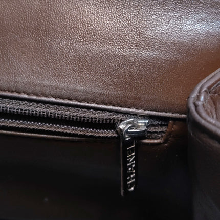 Chanel Vintage Top Handle Kelly Flap Bag Brown lambskin leather