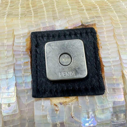 Sold Fendi Baguette Gold Translucent Sequins with Pony-style Leather Strap