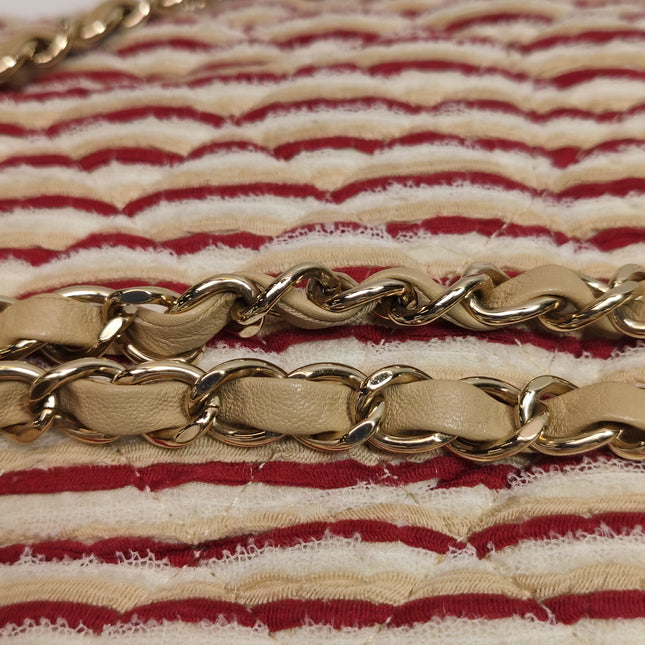 Chanel Classic Flap Red White Striped Medium Jersey Coco Sailor