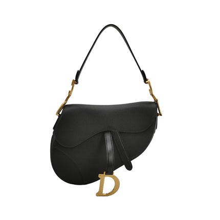 Dior Saddle 2020 Medium Grained Calfskin Leather Bag Black-Luxbags