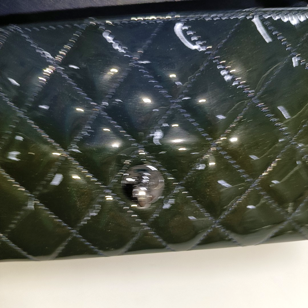 Chanel Classic Flap Rectangular Mini Dark Green Patent Leather Silver HW, 2014-2015