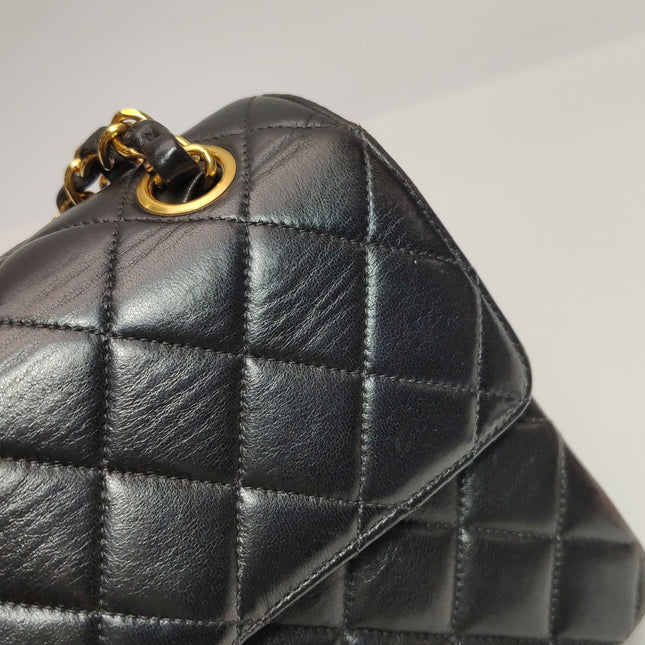 Chanel Double Sided Small Classic Flap Black Lambskin Leather 24k Gold Hardware, 1996-1997