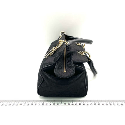 Christian Dior Macros Cannage Coating Canvas Handbag in Black