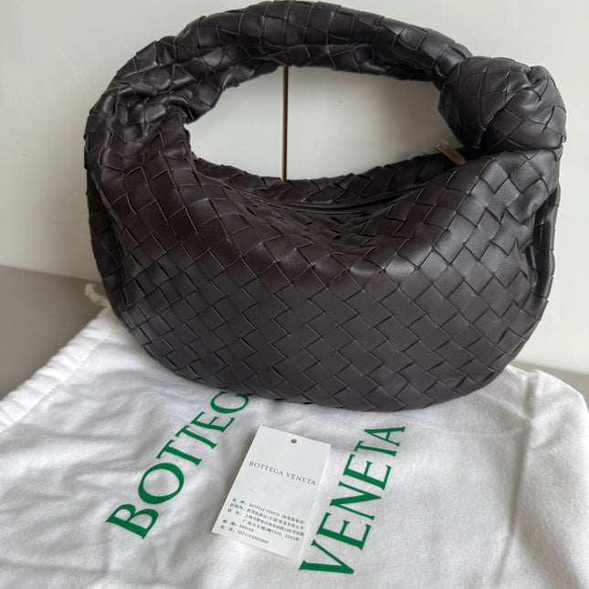 Bottega Veneta Teen Jodie Fondant Dark Chocolate Brown Leather-Luxbags
