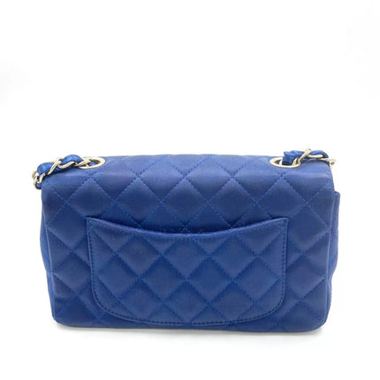 Chanel Classic Flap Mini 2013 Blue Silk Satin Gold Hardware
