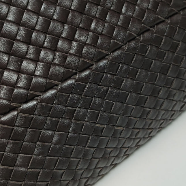 Bottega Veneta Cabat Tote Intreccio Leather Dark Chocolate Brown 45cm