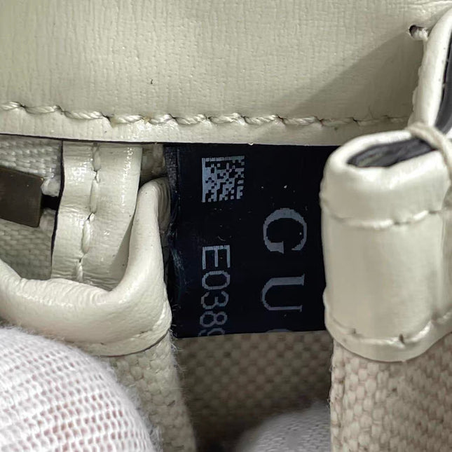 Gucci Bamboo 1947 Top Handle Bag Small White Box Leather Canvas Strap