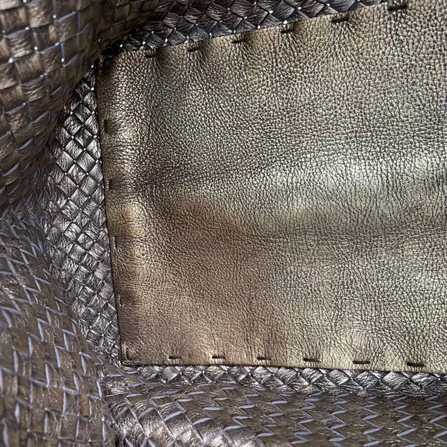 Bottega Veneta Cabat Large Intreccio Deerskin Leather Tote Bag Gold