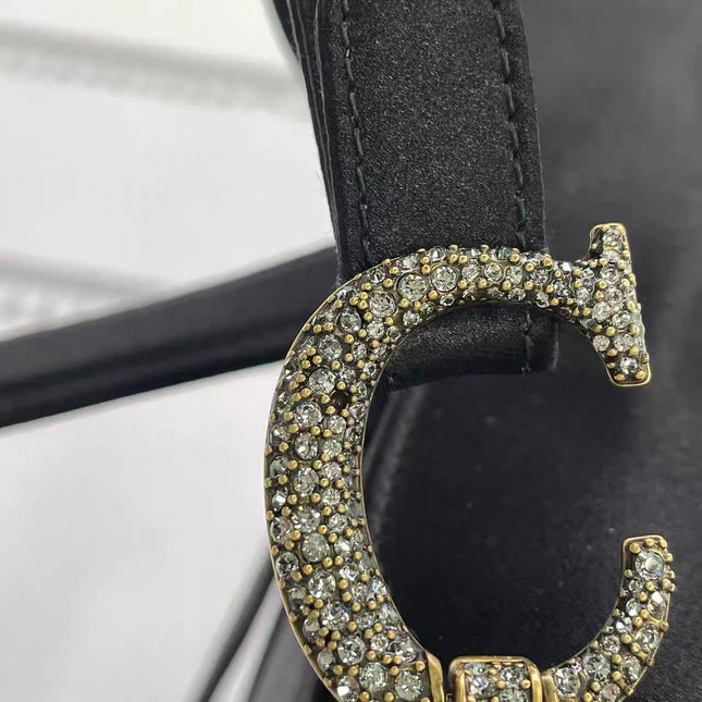 Dior Saddle Mini Silk Handbag Black with crystals