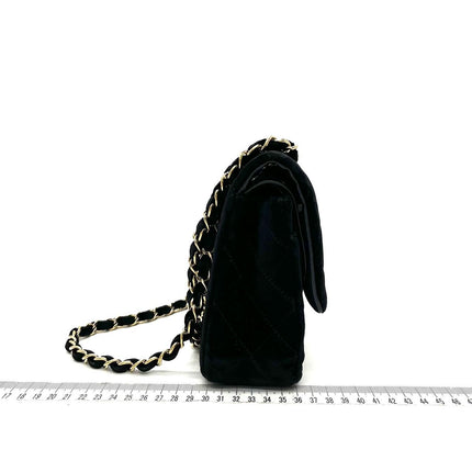 Chanel Classic Flap Medium Black Velvet Gold Hardware, 2014-2015