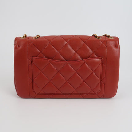 Chanel Diana CC Flap Bag Large Red Lambskin Leather 2014-2015