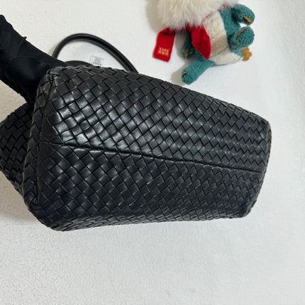 Sold Bottega Veneta Cabat Small Intreccio Leather Tote Bag Black