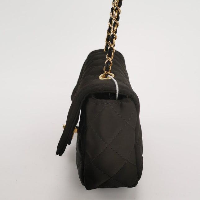 Chanel Classic Flap Extra Mini Black Silk Satin Quilted Gold-tone Hardware