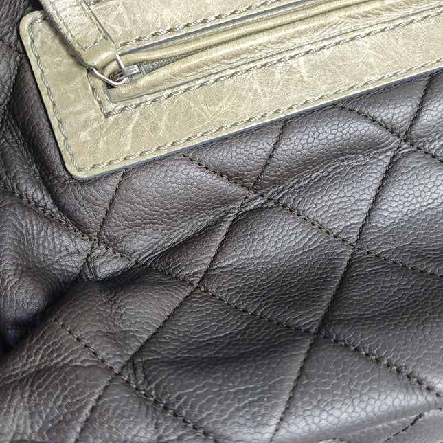 Chanel Coco Casual Flap Bag Quilted Caviar Large Brown Leather