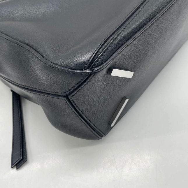 Loewe Puzzle Medium Black Smooth Leather White Logo 2016