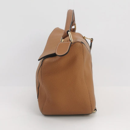 Loewe Puzzle Medium Brown Leather with Embroidered Multicolor Strap