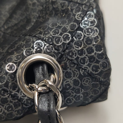 Chanel Black Mesh and Sequins Jumbo Maxi Classic Flap Silver Hardware 2008