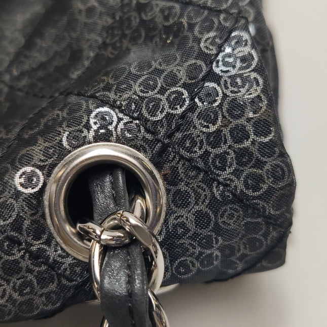 Chanel Black Mesh and Sequins Jumbo Maxi Classic Flap Silver Hardware 2008