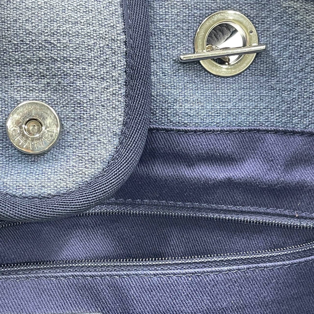 Chanel Deauville Tote Medium Navy Denim Top Handle