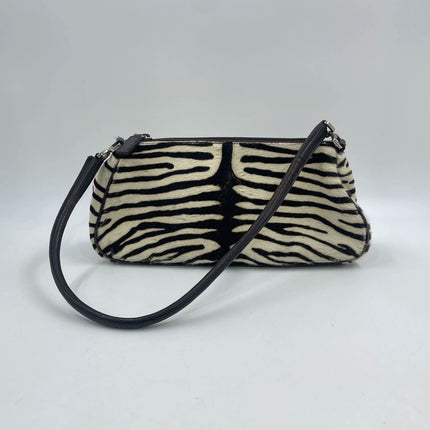 Prada Zebra Print Ponyhair Calfskin Leather Shoulder Bag