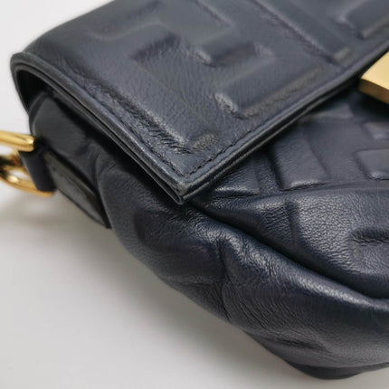 Sold Fendi Baguette Mini Navy Nappa Leather Crossbody Bag