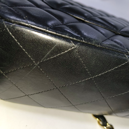 Chanel Classic Flap Jumbo Black Lambskin Leather Double Flap Gold Hardware