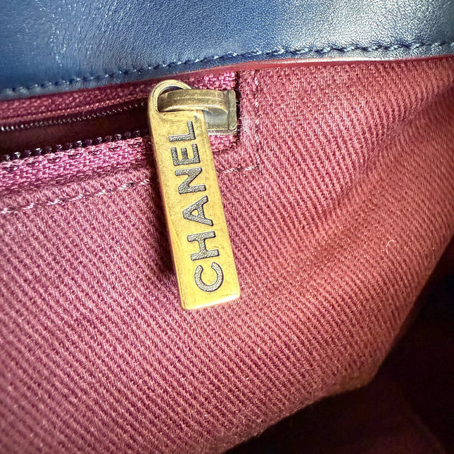 Chanel Perfect Edge Tote Quilted Navy Leather Antique Gold Hardware