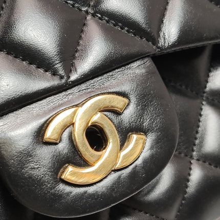 Chanel Classic Flap Jumbo Black Lambskin Leather Single Flap Gold Hardware 2009-2010