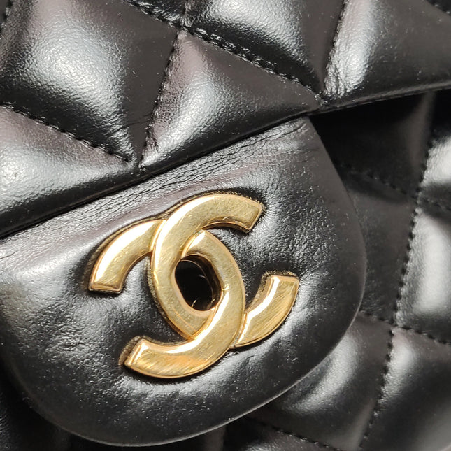 Chanel Classic Flap Jumbo Black Lambskin Leather Single Flap Gold Hardware 2009-2010