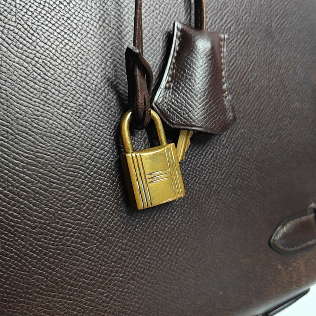 Hermes Kelly 28 Vintage Sellier Dark Brown Epsom Leather Gold Hardware 1990