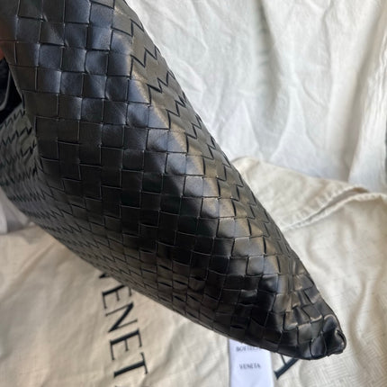 Bottega Veneta Hop Black Intrecciato Leather Maxi Hobo Bag 54cm