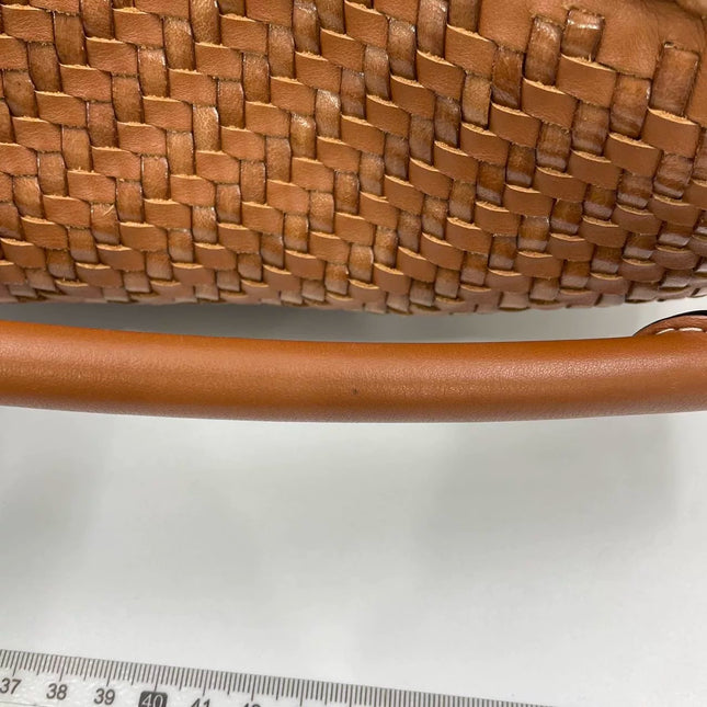 Loewe Puzzle Small Leather Woven Caramel Tan Crossbody Bag