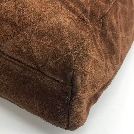 Chanel Vintage Kelly Brown Suede Leather Shoulder Bag Silver Hardware, 1996-1997
